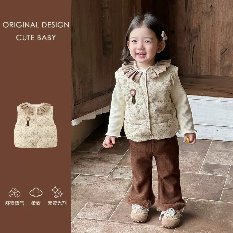 婴幼儿秋冬新款宝宝新国标轻薄羽绒马甲羽绒衣服90白鸭绒马夹外套