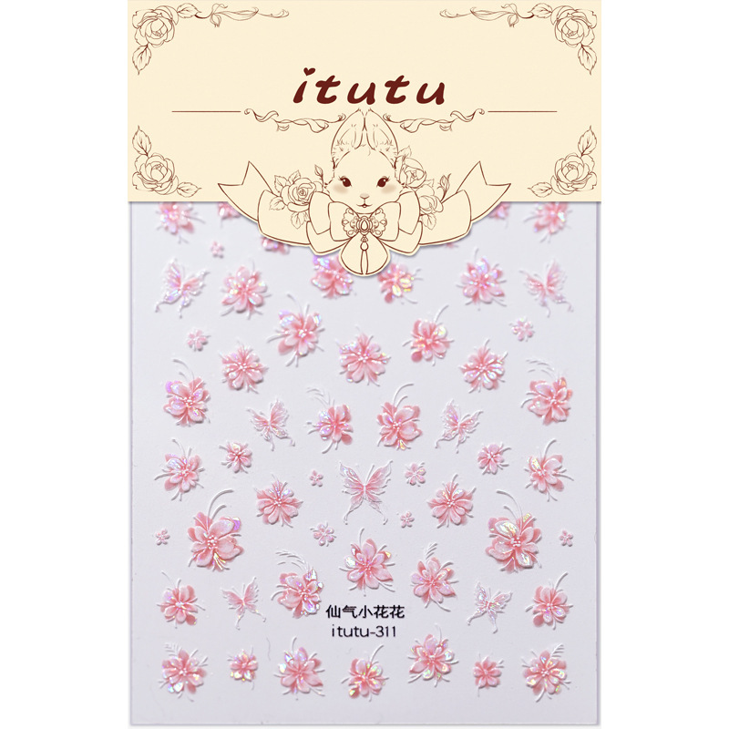 Manicure nuevo relieve de hadas flor pegatinas conchas de alta calidad de luz pura quiere pegatinas universales pegatinas de uñas de primavera