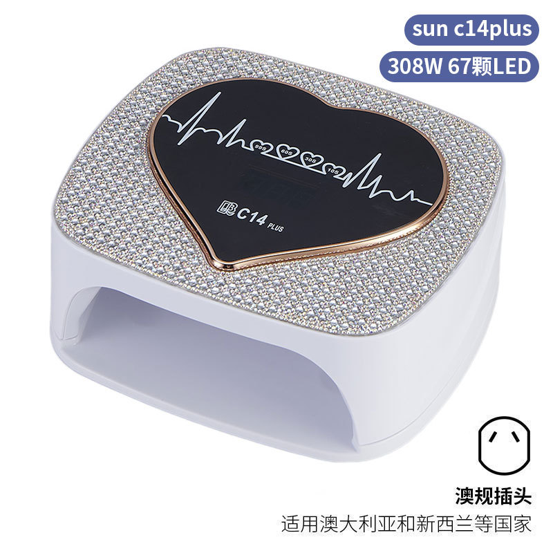 Lámpara de manicura inteligente de alta gama de luz de terapia de diamante 256W de alta potencia de pegamento de vinilo lámpara de horneado de dos manos secador de uñas transfronterizas