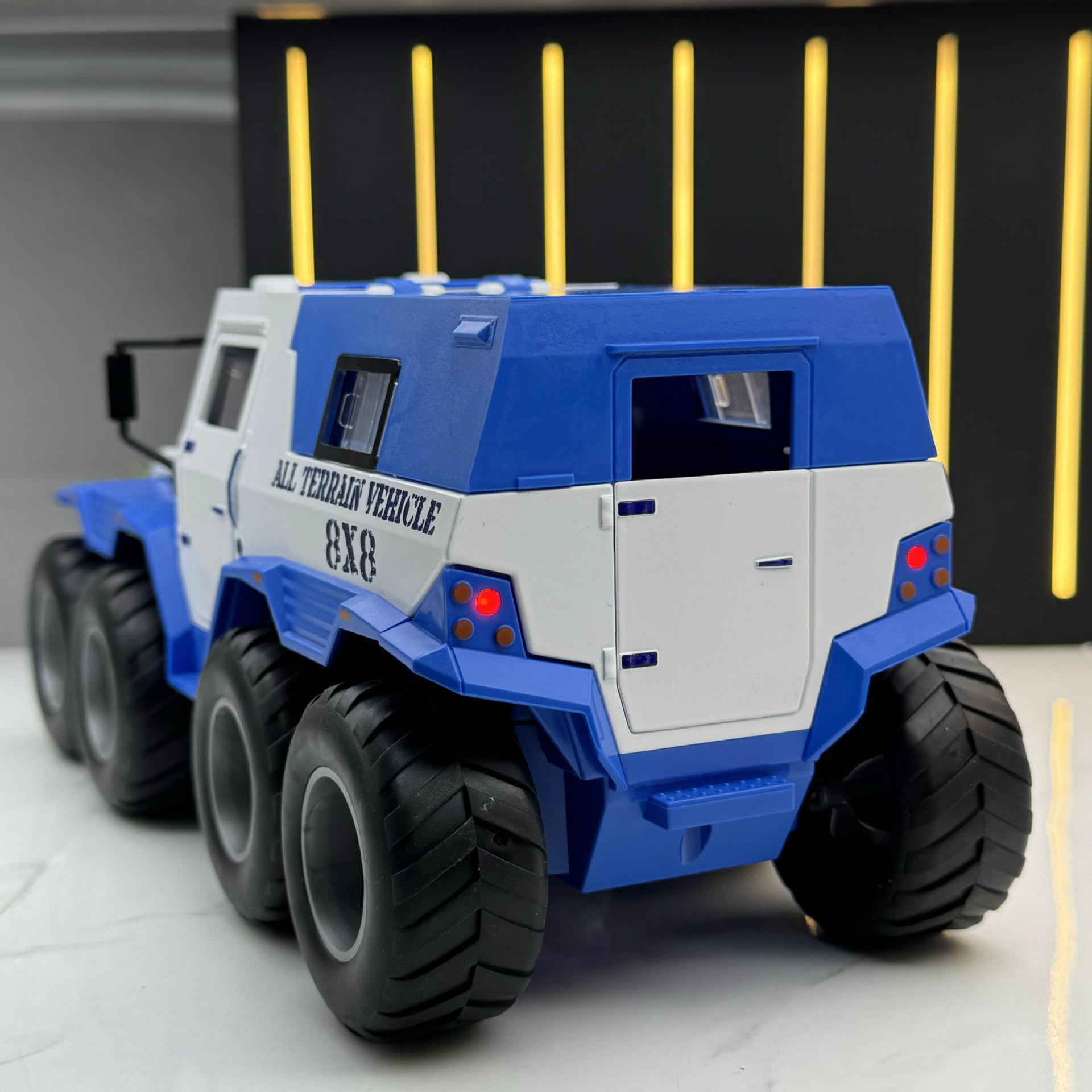 Modelo de coche de aleación de simulación Jianyuan 1:24 conquistador chamán Tire hacia atrás vehículo todoterreno con sonido y luz modelo de coche de juguete adornos