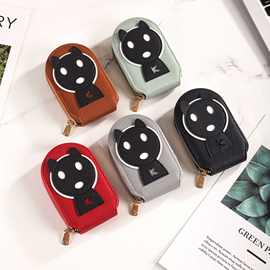 新款卡包可爱小怪兽拼皮拉链风琴卡包零钱包多卡位硬币包零钱包包