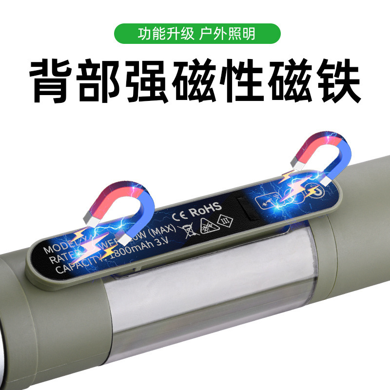 新款安全锤手电筒户外强光便携式挂钩cob工作灯多功能磁吸充电款|undefined