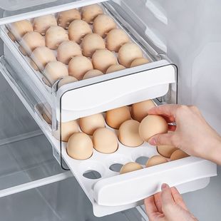 40-grid refrigerator egg storage crisper drawer-type household double-layer egg tray kitchen stackable egg rack manufacturer