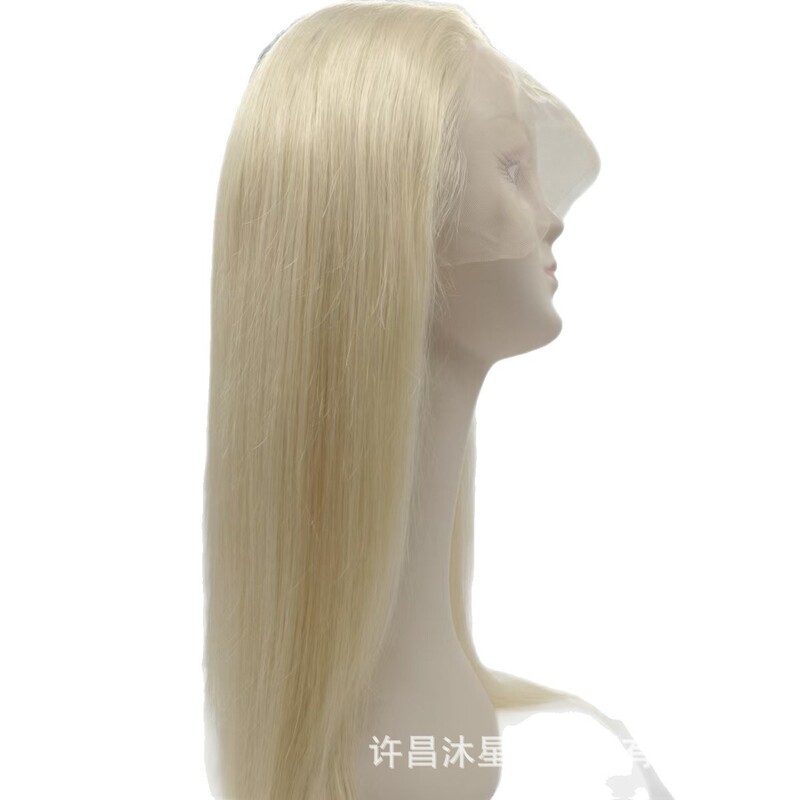 Xuchang Front Lace Human Hair Wig 613 Light Blonde 13X4 Long Straight Full Wig Can Be Permed or Dyed with Random Parting