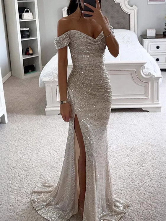 2026 European and American Women's Fashion Amazon Independent Site Cross-Border Evening Gown Sequined Light Luxury Mermaid Dress