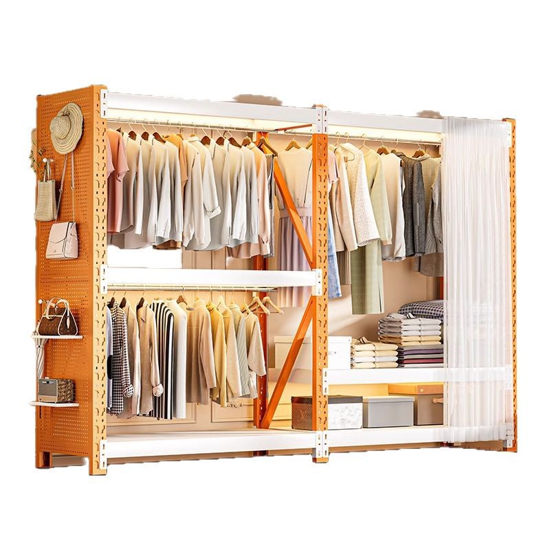 Perchas para estantes para el hogar, montajes simples, perchas abiertas, estantes de acero, cortinas a prueba de polvo, estantes de almacenamiento multicapa
