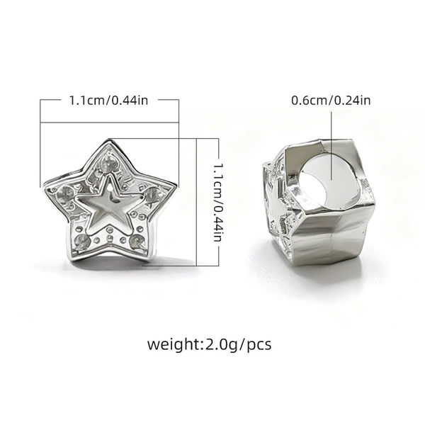 Silver small five-pointed star shoe buckle-11mm/piece