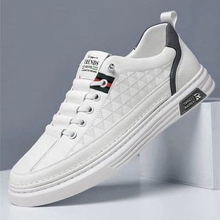 Men's Shoes Summer Breathable Thin Genuine Leather White Shoes Men's Summer 2023 New Fashionable All-match Casual Sports Sneakers