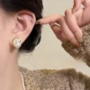 18# Baroque Pearl Gold Edge Stud Earrings