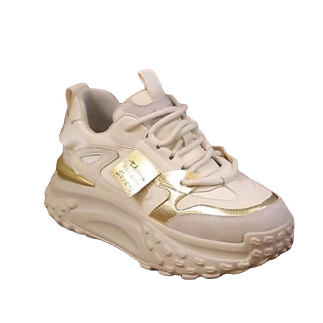 Kleine weiße Schuhe mit dicken Sohlen für Damen im Frühjahr 2023, neue Studenten-All-Match-Casual-Sport-Papa-Schuhe, farblich passende Forrest Gump-Schuhe_voghion.com