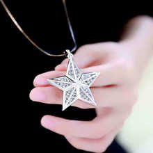 韩版时尚镶钻立体五角星吊坠秋冬长款项链毛衣链女简约衣服配饰品