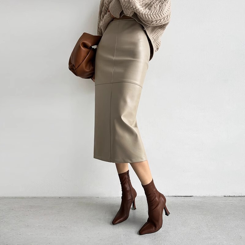 Leather Skirt Skirt for Women Autumn and Winter New Elegant Slim Pu Leather Mid-Length Hip Skirt High Waist Draped Skirt Leather Skirt Skirt for Women Autumn and Winter New Elegant Slim Pu Leather Mid-Length Hip Skirt High Waist Draped Skirt