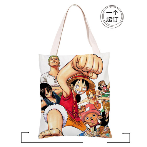 One Piece Cartoon Canvas Satchel Canvas Shoulder Bag Handbag Male and Female Student Gift Creative Bag Handbag