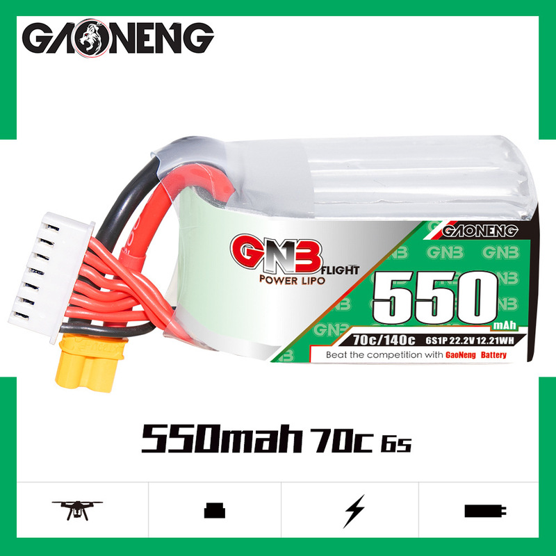 GNB High Energy 550mAh 6S 22.2V 70C Remote Control Model AirCraft Model Drone FPV Lithium Battery GAONENG