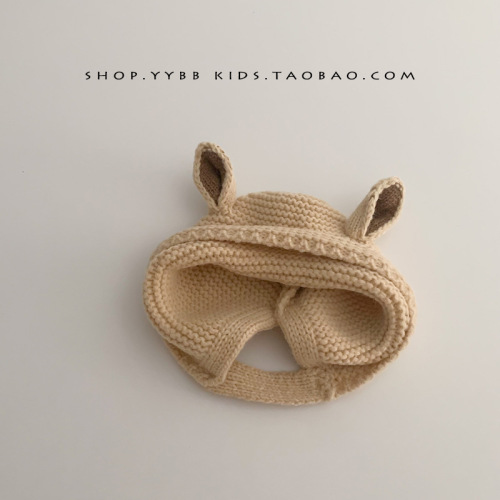 Baby hat autumn and winter ear protection boy baby woolen hat warm super cute cute pure cotton knitted pullover hat for girls