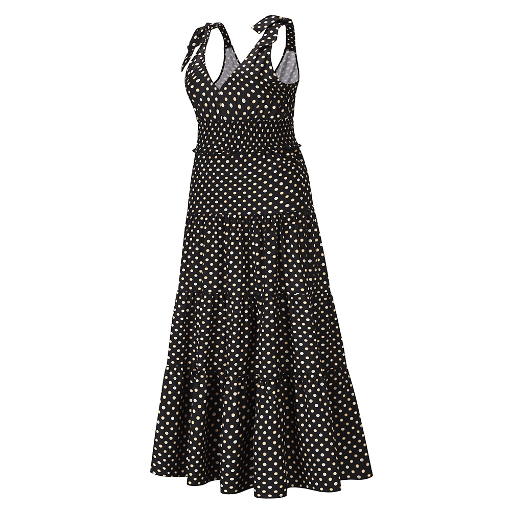 suspender V-neck polka dot slim large swing dress NSHYG118148