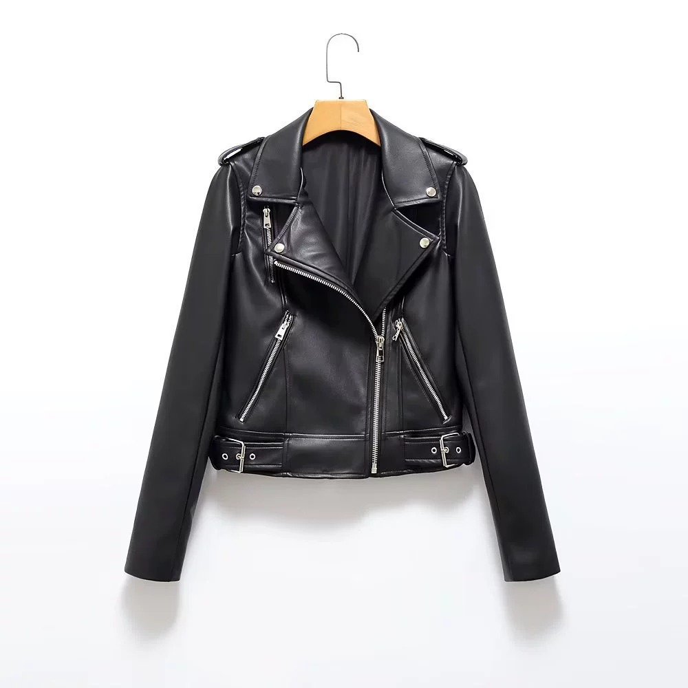 Черное масло для загара с молнией, маленькая дизайнерская куртка, 2023, европейский стиль, облегающая