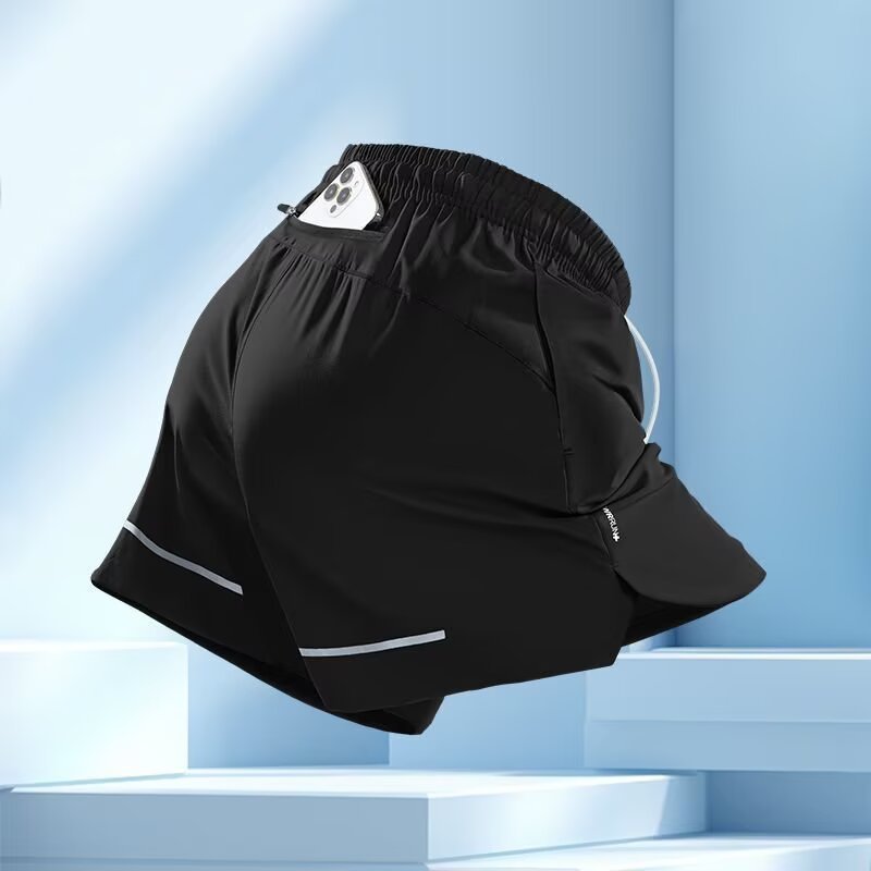 Cross-Border Casual Outdoor Fake Two-Piece Sports Shorts Men's Summer Running Training Fitness Quick-Drying Pants Anti-Exposure Shorts