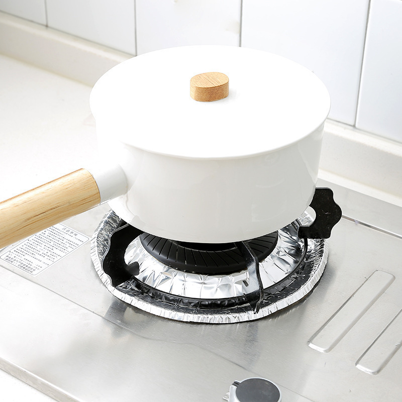 Gas Stove Oil-proof Mat Round Stove Tin Paper Ring Kitchen Aluminum Foil Cleaning Mat Square Gas Stove Protective Mat