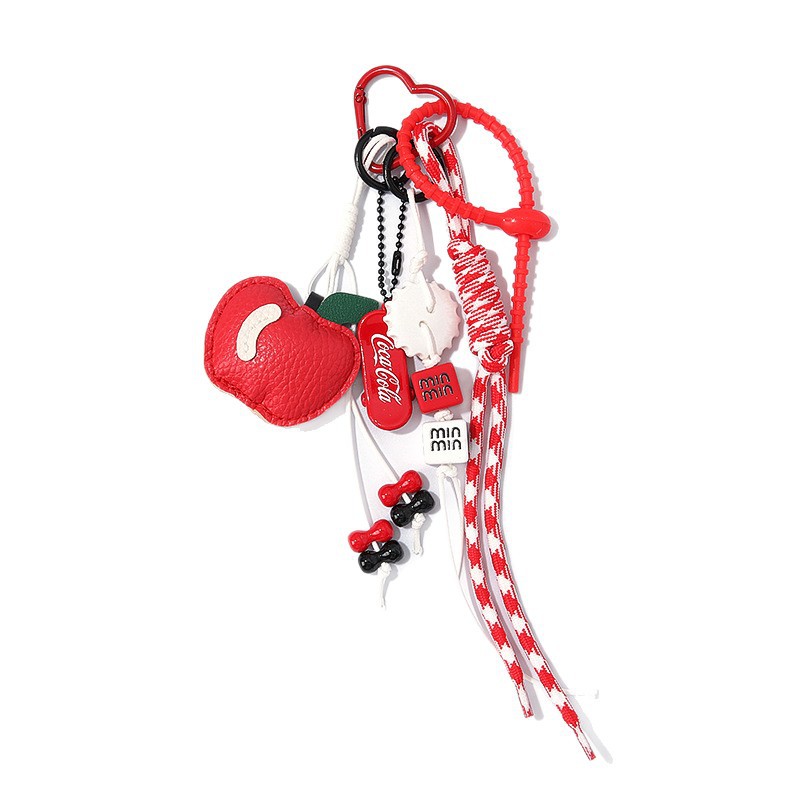 Nuevo cordón tejido a mano creativo bolso de manzana colgante de llavero de moda colgante lindo personalizado coche colgante