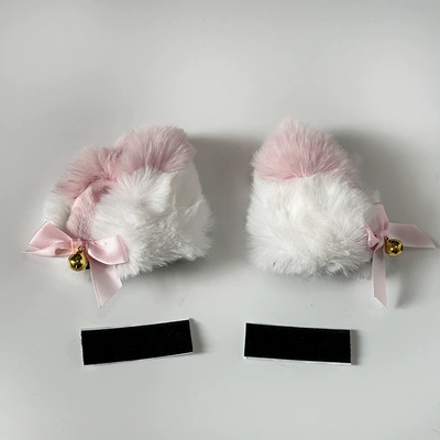 helmet plush beast ear accessories wholesale — Motosiklet dəbilqələri - pink-tip-white-bell-1-pair