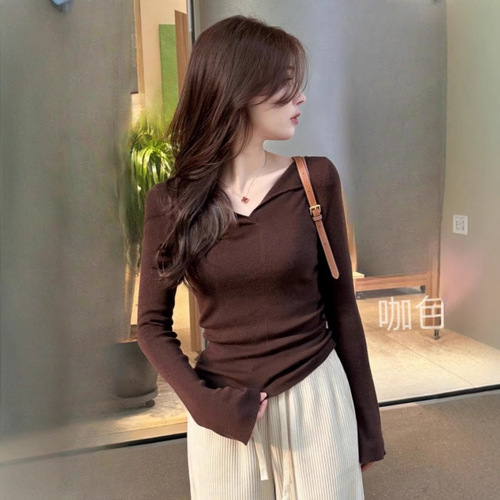 Red Knit Top for Women - Autumn/Winter High-End Slim Fit Bodycon Long Sleeve Turtleneck Blouse