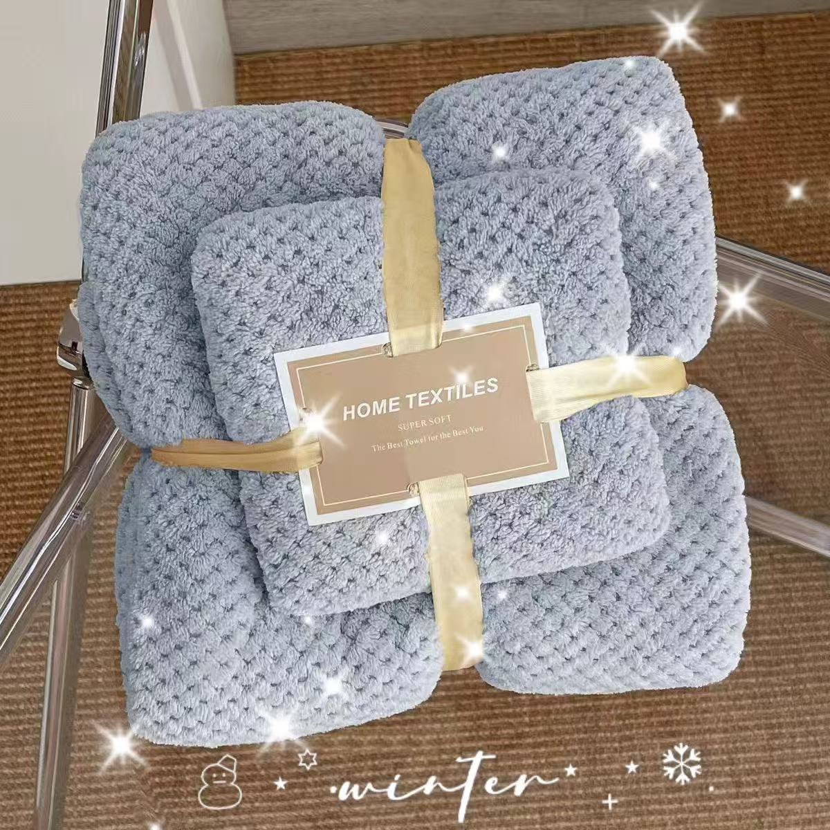 Coral toallas de toalla de baño de dos piezas, toallas de baño absorbentes, espesantes, baños suaves, secado rápido, viento