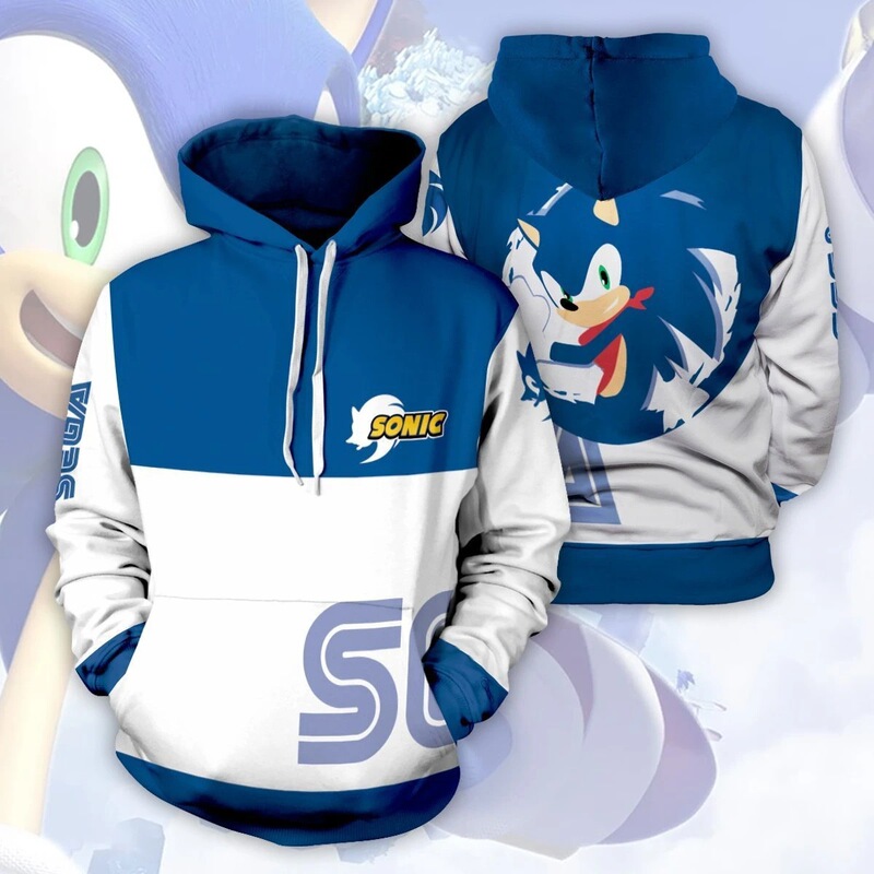 European and American sonic Sonic Animation cosplay Surrounding Animation Hooded Sweater Cardigan 3D Printed Sweater Jacket European and American sonic Sonic Animation cosplay Surrounding Animation Hooded Sweater Cardigan 3D Printed Sweater Jacket