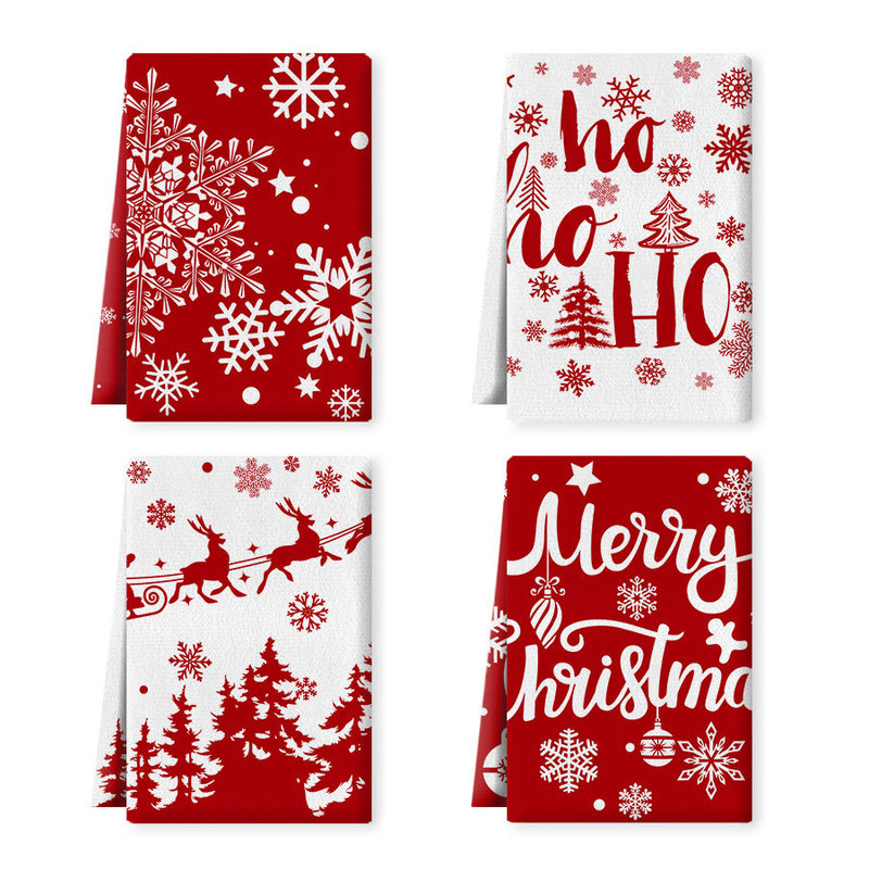 Christmas Microfiber Napkin Rag Christmas Decorative Towel Dish Towel Kitchen Towel Hand Towel Tea Towel