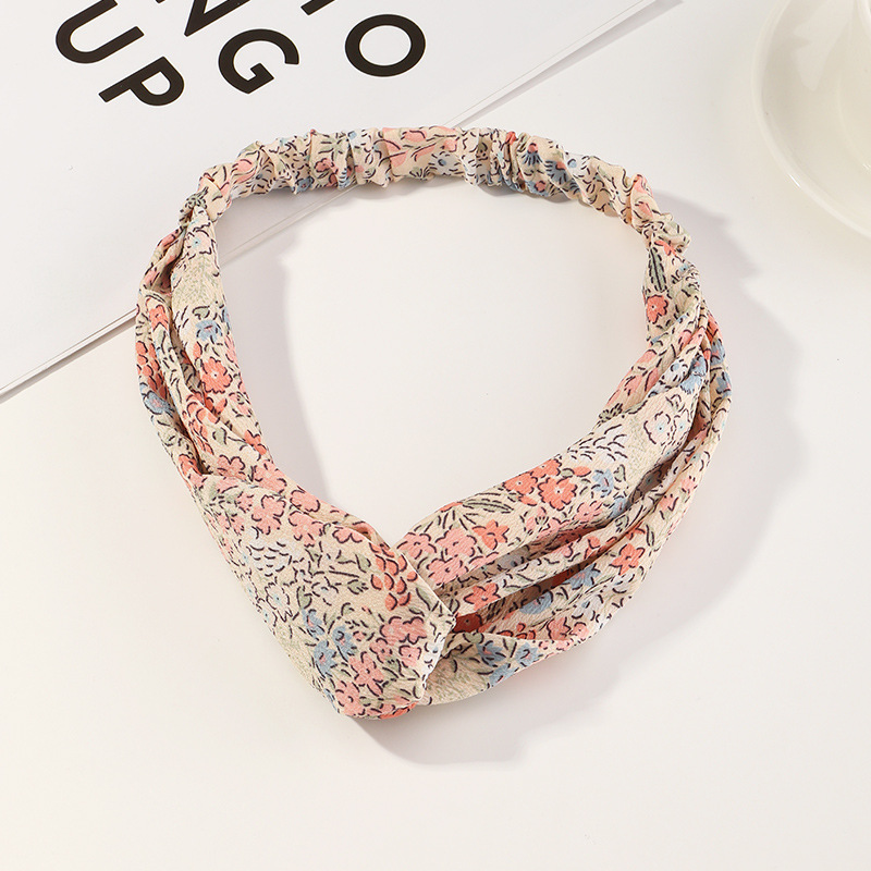 New Retro Floral Elastic Cross  Hair Band display picture 4