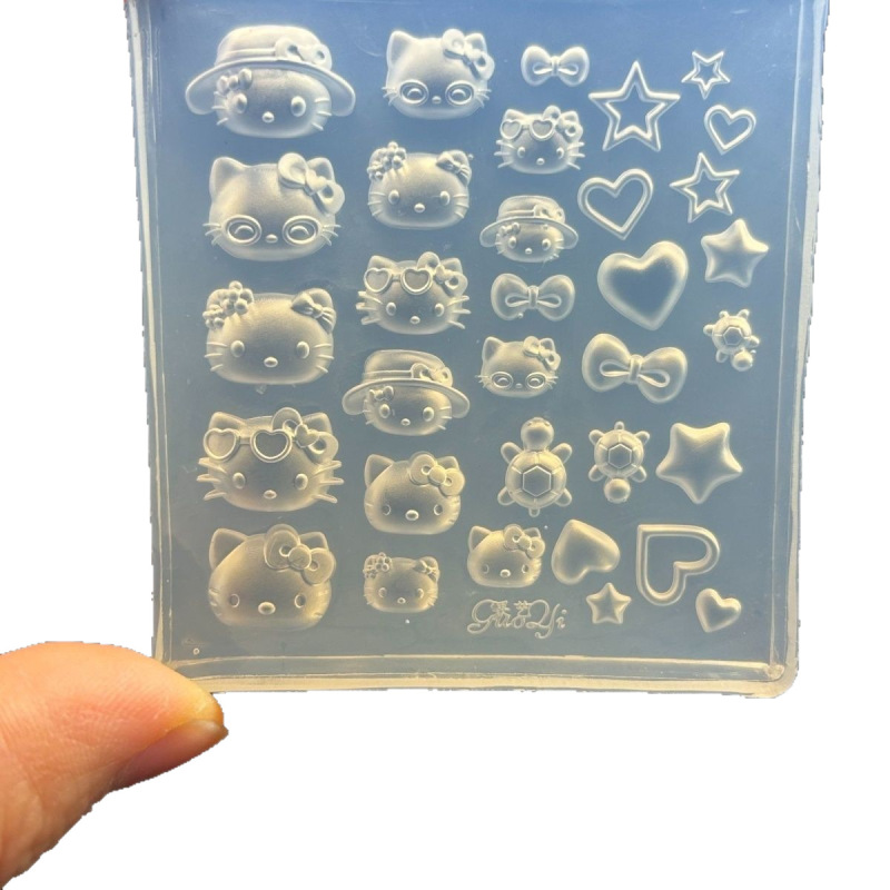 可爱卡通小乌龟kt美甲硅胶蝴蝶结模具立体diyDIY滴胶美甲装饰模具|undefined