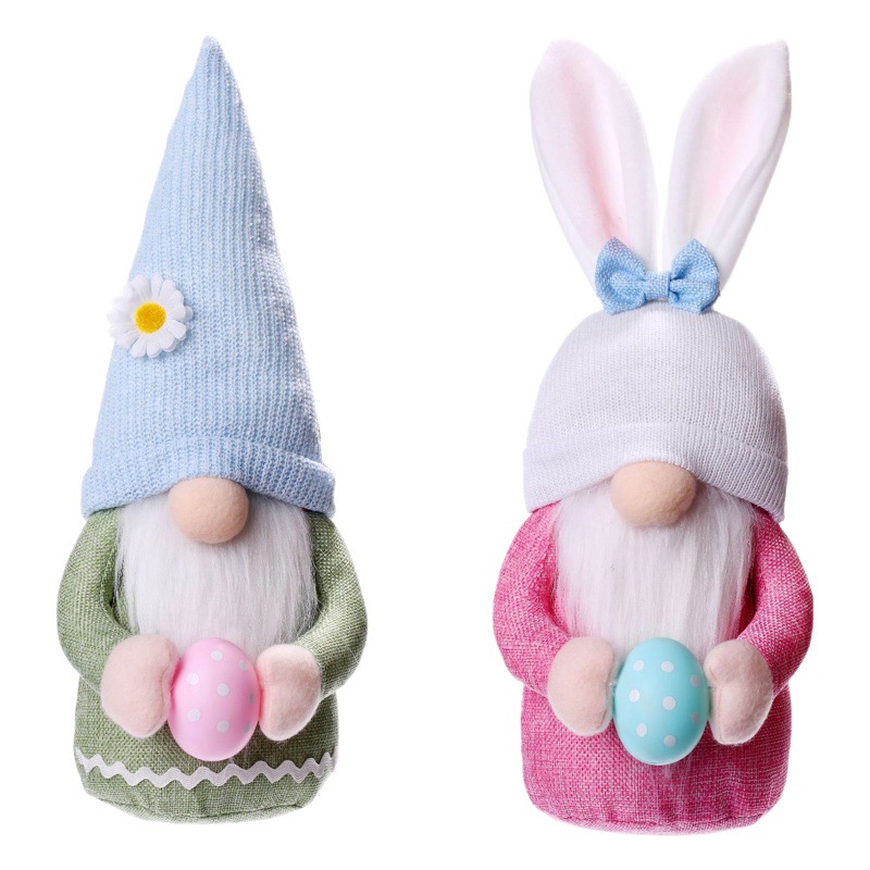 Nuevo producto transfronterizo, conejito de Pascua con huevos, adornos de muñecos de anciano sin rostro de Navidad, muñecas de decoración del hogar