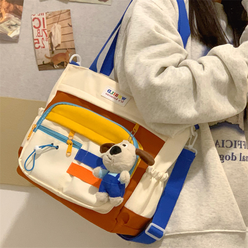캔버스 가방 단일 어깨 크로스 바디 백 대용량 학생 수업 및 작업 수업 교사 토트 백 엄마 토트 백