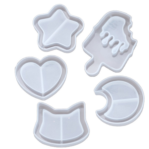 diy crystal glue quicksand jewelry pendant mold moon love ice cream cat face irregular shape pendant