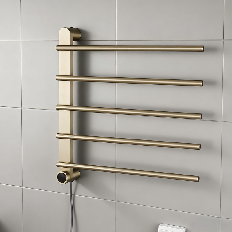 Open-mounted electric towel rack household bathroom intelligent heating drying towel rack carbon fiber perforated storage rack