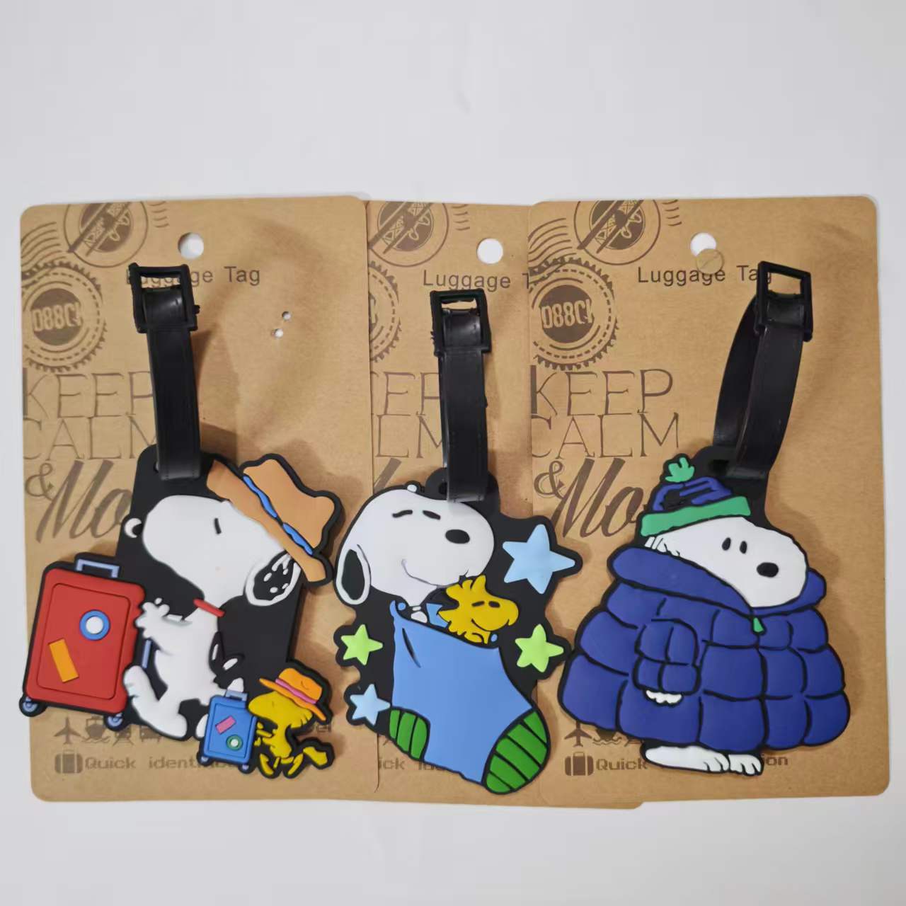 Cartoon Cute Creative Travel Accessories Snoopy Luggage Tag Charlie Puppy Pvc Soft Rubber Suitcase Boarding Pass
