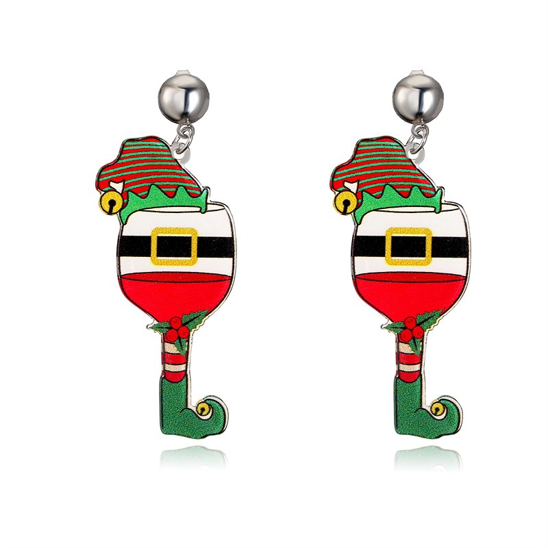 Navidad transfronteriza joyas navideñas bonitos sombreros de Navidad pendientes de animales de moda femenina pendientes de orejas navideñas