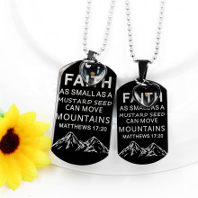 亚马逊不锈钢情侣项链狗牌吊坠雕刻信仰小如芥末籽能移山马修斯17