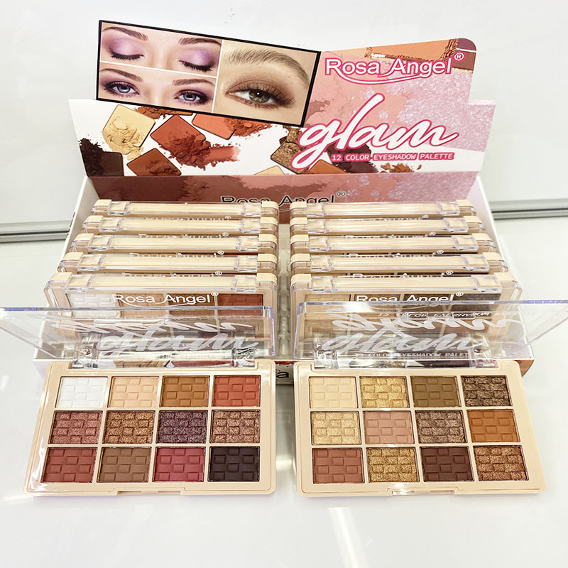 RosaAngel nuevos productos de comercio exterior transfronterizo 12 colores perlas matte bandeja de sombra de ojos Yiwu color maquillaje sombra de ojos al por mayor