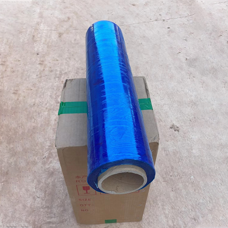 蓝色PE缠绕膜 拉伸膜塑料薄膜自粘膜工业保鲜膜多色可选缠绕膜批