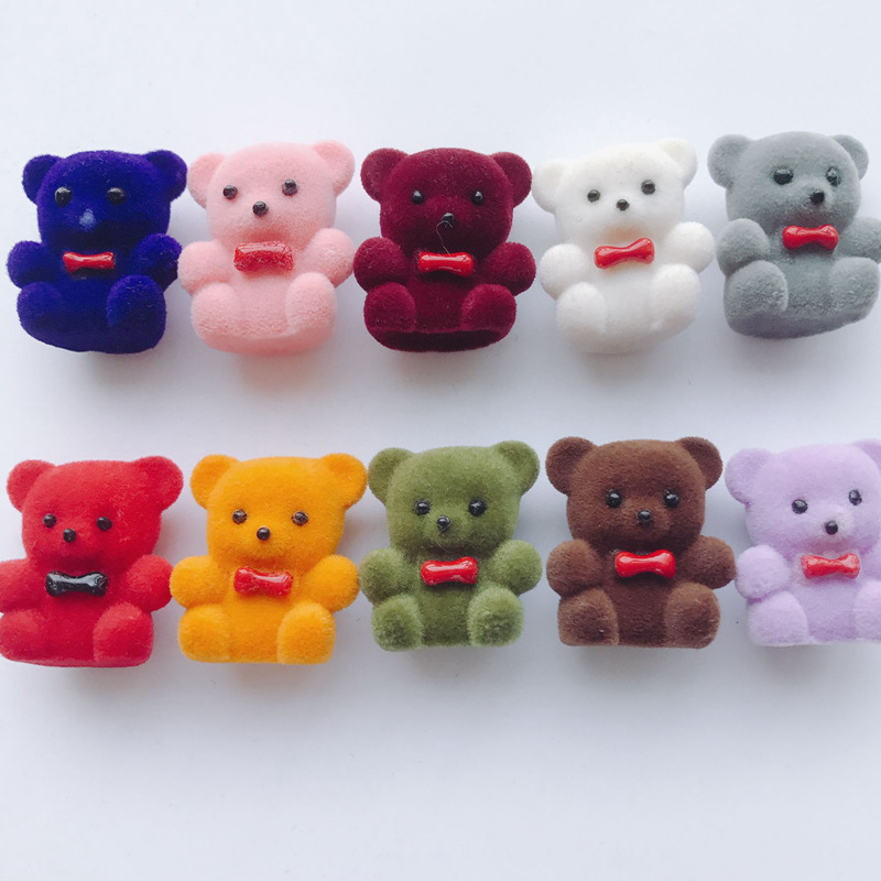 35g Weight Pendant Jewelry Making Type Charms Classification 10 PCS/Package Quantity Flocking Material Bear Pattern All Seasons Season Cute Style 10 PCS/Package Flocking Bear Pendant 无