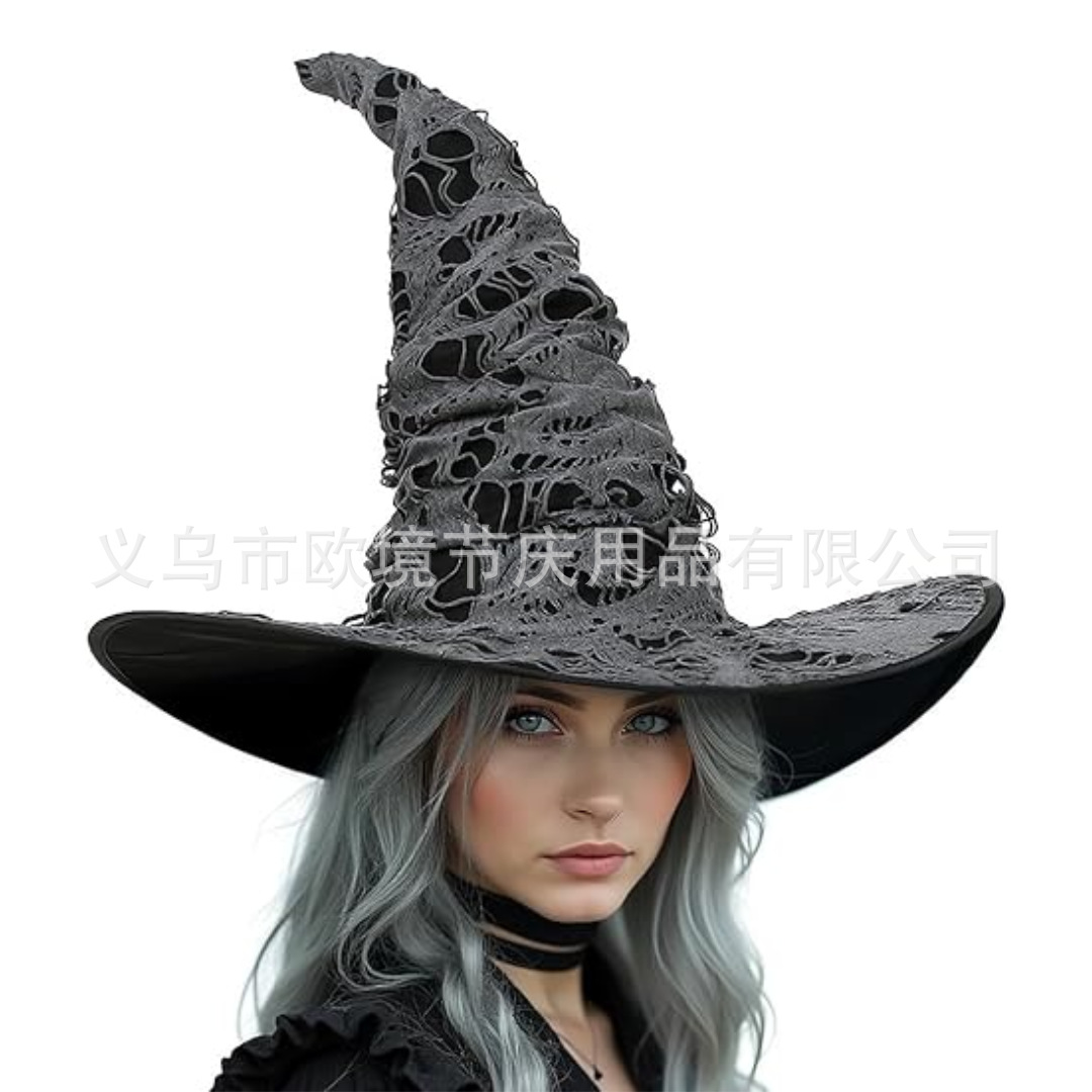 Halloween Hot-Selling Item: Large Witch Hat with Holes, Extra-Large Popular Wizard Hat, Dark Style Wizard Hat