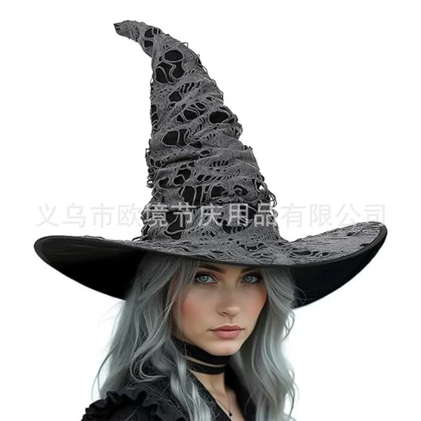Halloween Hot-Selling Item: Large Witch Hat with Holes, Extra-Large Popular Wizard Hat, Dark Style Wizard Hat