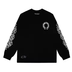 Chrome Hearts 24K Gold Plated Unisex Streetwear Casual Long-Sleeve Crewneck T-Shirt Wholesale