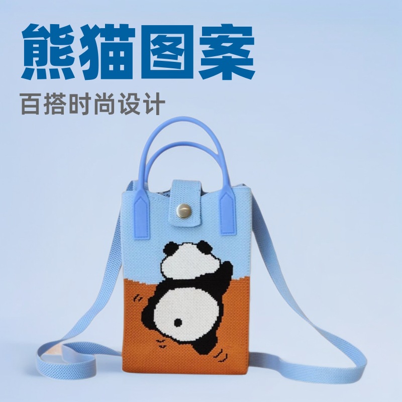 하이 엔드 INS 새로운 니트 휴대 전화 가방 다목적 짠 핸드백 만화 귀여운 숙녀 크로스 바디 작은 사각형 가방