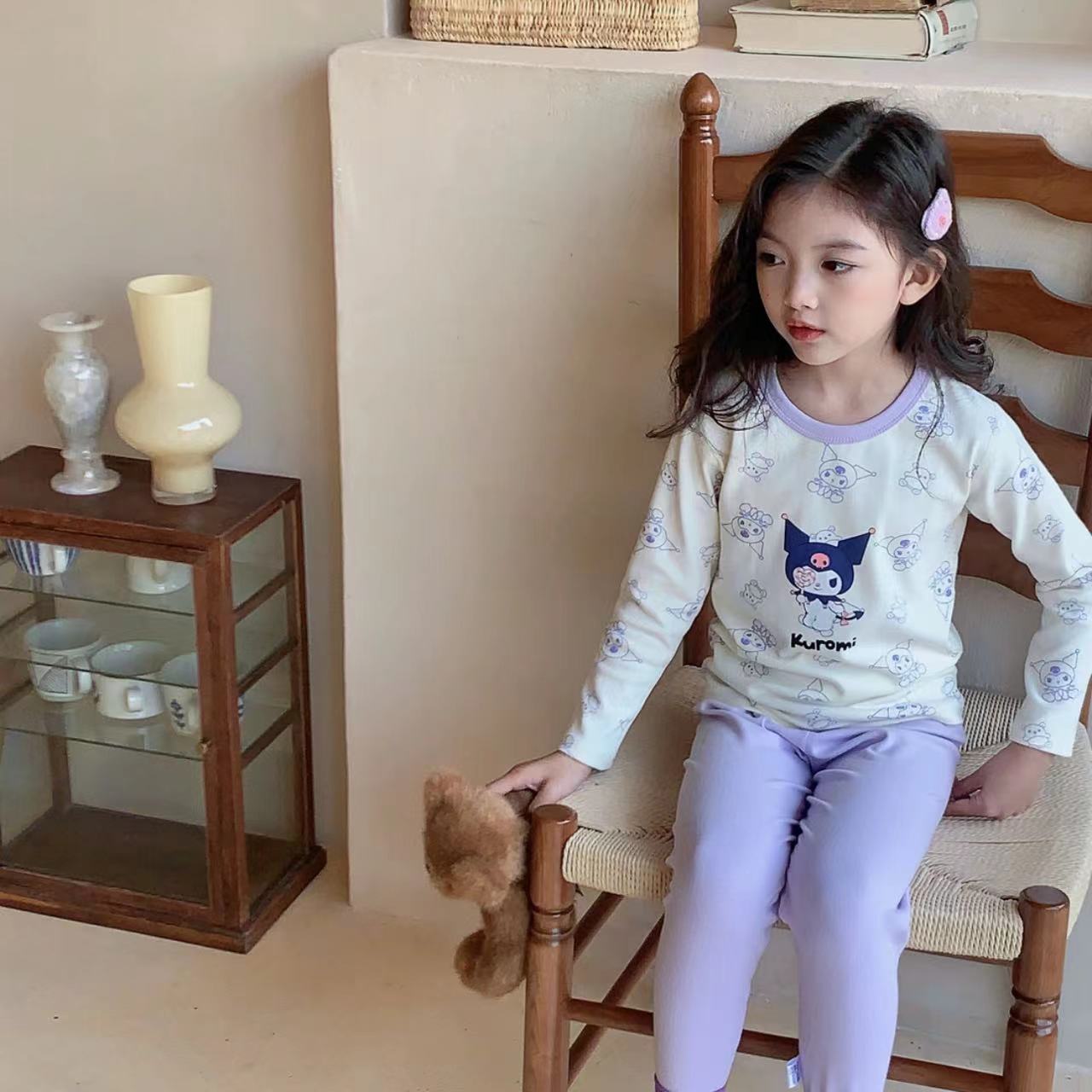 Ropa de estar sin costuras de licra para niños, conjunto de ropa de otoño de algodón puro para niños y niñas, pijamas infantiles.