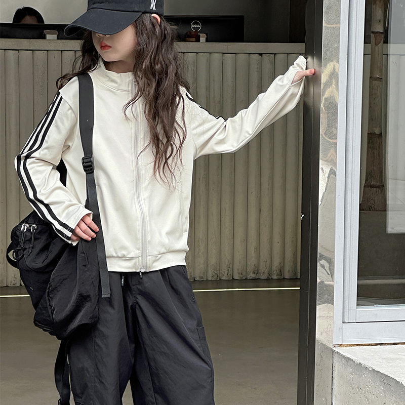 Internet popularidad de la versión coreana de la chaqueta casual con cremallera de los niños de primavera y otoño nuevo estilo extranjero chaqueta de moda a rayas