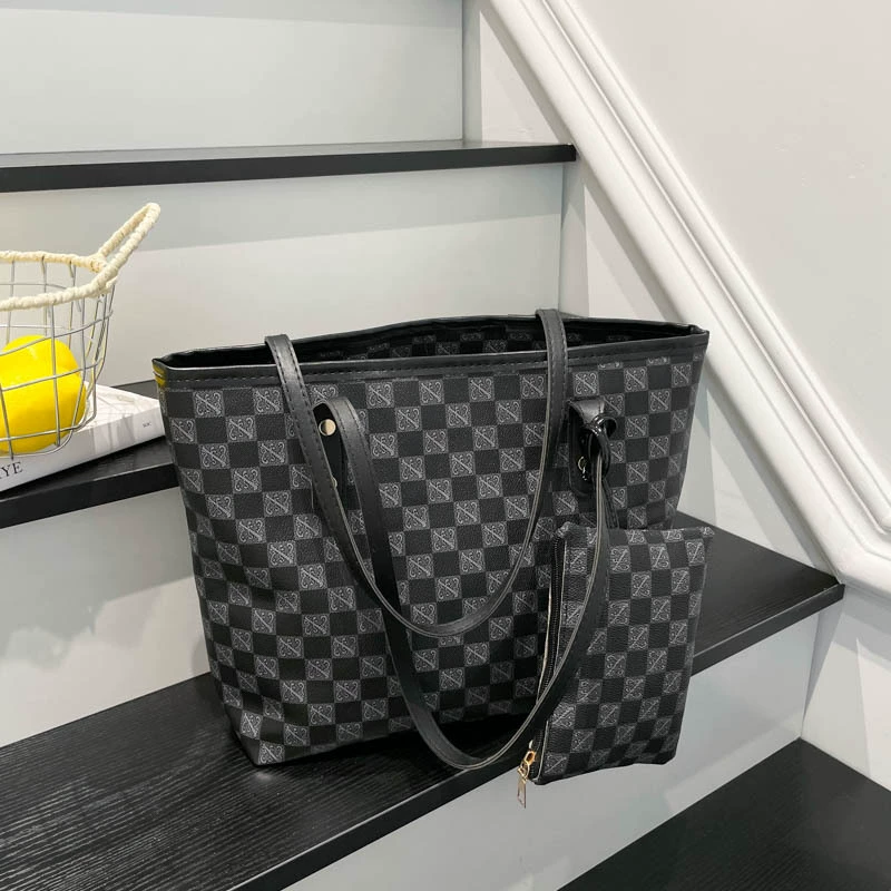 Женская сумка через плечо Brand, зимний ретро стиль по‑корейски, компактный тоут с косметичкой (чёрный/белый/хаки/кофе)