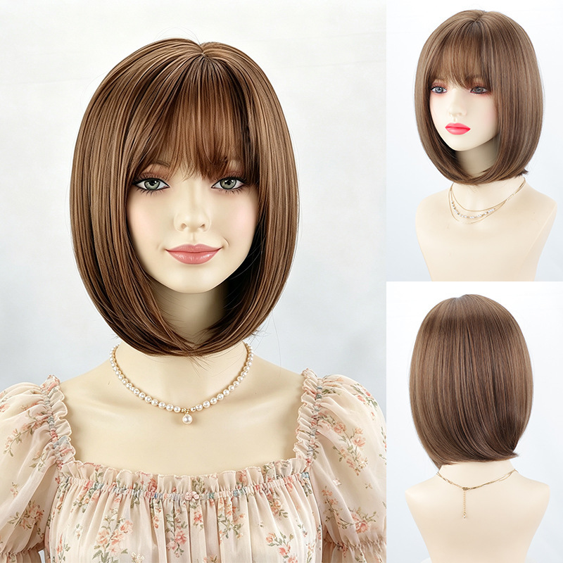 Bob Wig with Bangs, Natural Synthetic Hair for Daily Use, Party, Halloween, Velma Doll Wig