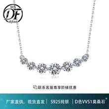 S925纯银莫桑石微笑项链轻奢高级感小众设计锁骨链女工厂批发
